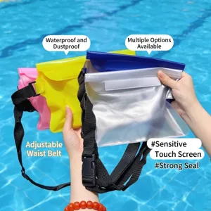 Universal waterproof phone waist pouch for swimming diving and drifting with adjustable strap