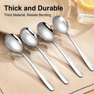 316L Roestvrijstalen Lepel Food Grade Lange Steel Ronde Lepel Voor Kinderen Baby Bijvoeding Dessert Lepel