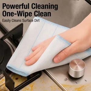 Thickened absorbent cotton cleaning cloth for kitchen grease removal on stove surfaces
