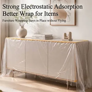 Transparent disposable plastic dust film for furniture protection during renovation
