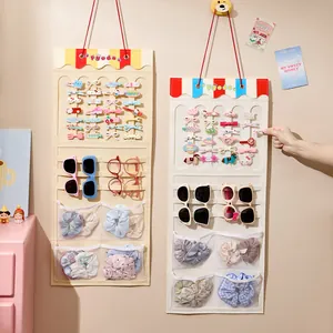 Organisateur d'Accessoires de Coiffure en Feutre Sac de Rangement Mural pour Pinces à Cheveux Bandeaux Porte Lunettes de Soleil Décoration Maison