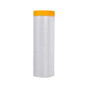 Disposable plastic masking film with yellow tape for furniture protection
