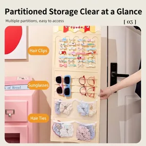 Organisateur mural beige pour accessoires de cheveux, pinces et lunettes de soleil