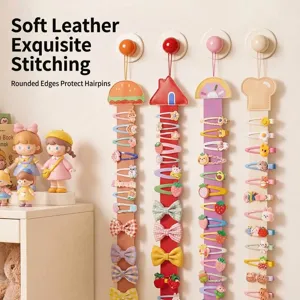 Organizzatore a parete per forcine per capelli in morbida pelle stile cartone animato
