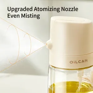 Spruzzatore di olio da cucina in vetro con ugello a nebbia fine e coperchio crema