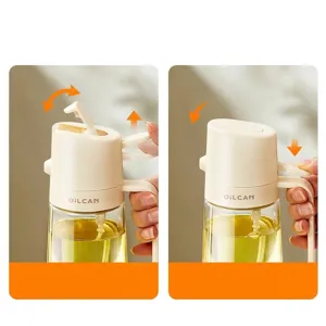 Spruzzatore e dispenser per olio in vetro, design 2 in 1 antigoccia per la cucina.
