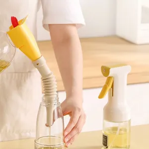 Detachable Silicone Kitchen Oil Funnel With Extendable Flex Tube Large Diameter Portable Household Transfer Funnel For Liquid Oil Wine