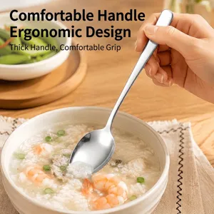 High-quality 316 stainless steel long handle spoon for elegant soup and dessert dining