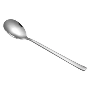 High-quality 316 stainless steel round soup spoon featuring an elegant long handle design