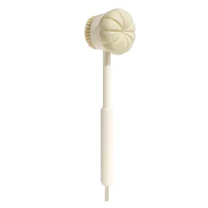 Professional 2-in-1 retractable back scrubber with soft bristles and pumpkin bath sponge