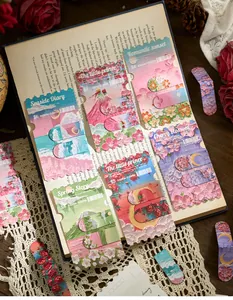 Decorative magnetic bookmarks featuring vintage oil pastel painting style and fantasy themes
