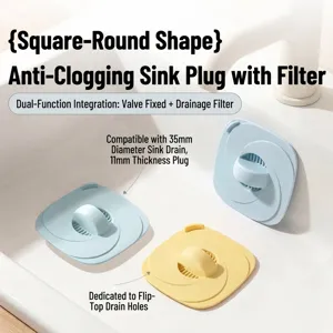 Square Cyclone Silicone Sink Drain Filter Plug Anti-Clogging Hair Catcher Stopper With Handle For Kitchen Bathroom Washbasin