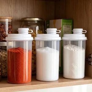 Tarro de Almacenamiento Sellado Transparente de Cocina Con Tapa de Escala Contenedor Hermético para Alimentos Harina Azúcar Botella de Plástico