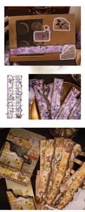 Primo piano di adesivi vintage con farfalle e fiori per decorazione di collage di diari fai-da-te