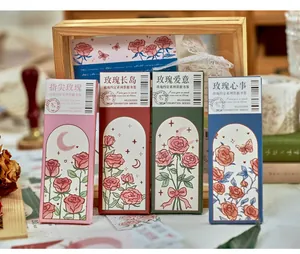 Segnalibri vintage serie rose con motivi floreali disegnati a mano in 4 stili e colori