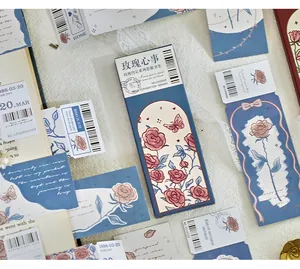 Segnalibri in carta a tema rosa vintage con disegni in stile biglietto retrò su pizzo