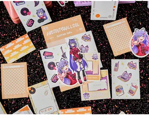 Detailansicht von Anime-E-Band-Mädchen-Aufklebern für DIY-Journal-Dekoration