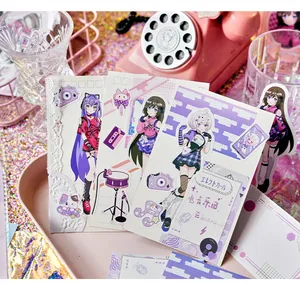 Niedliches Anime-Mädchen-Aufkleber-Set für DIY-Scrapbooking und kreative Journal-Dekoration