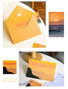 Detailansicht von Briefumschlag und Briefpapier-Set mit Sonnenuntergangs-Thema für Geschenke