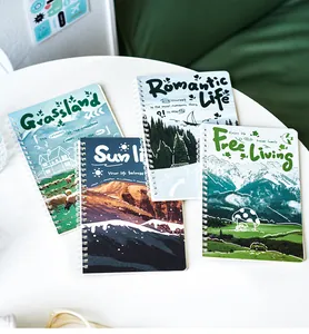 Set di quattro taccuini a spirale A5 con temi naturali per journaling minimalista e appunti