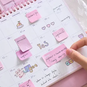 Creatieve paarse en roze plaknotities set voor studentenplanners en dagboeken
