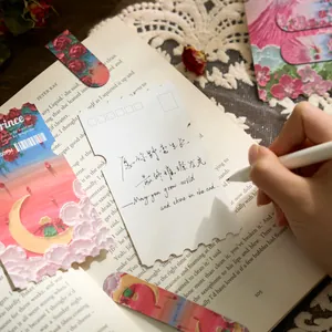 Artistic magnetic bookmarks with oil painting style and literary prop scene setup