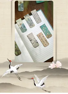 Retro artistic magnetic bookmarks with Chinese traditional painting and calligraphy patterns.