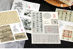 Chinese traditional calligraphy and landscape painting sticker sheets for journaling decoration.