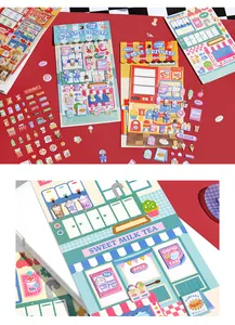 Detailed view of cute 3D foam stickers featuring sweet milk tea shop designs for DIY crafting
