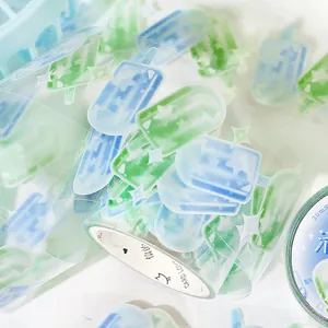 Ruban adhésif PET translucide avec motifs de glaces bleus et verts pour scrapbooking