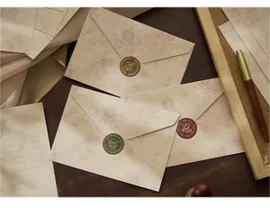 Vintage mini envelope set with floral patterns and wax seal stickers