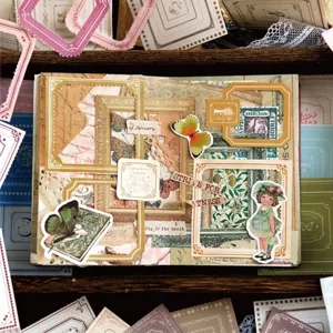 Tarjetas de Papel de Material Decorativo Estilo Sal Retro Para Scrapbooking Serie Yuanchen Island Tarjetas de Papel de Escritura Estampadas Para Suministros de Diario DIY