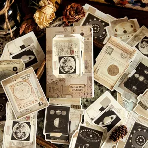 Vintage collage stickerpakket voor scrapbooking met astronomische thema's