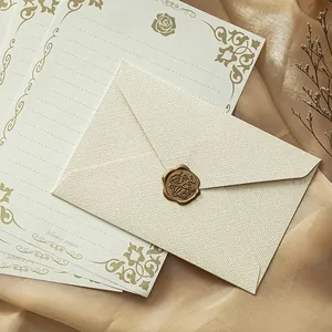 Sobre De Papel Especial Con Textura De Lino Retro Y Papel De Carta Pegatina De Sello De Lacre Papelería Vintage Estilo Chino Para Invitación De Boda Tarjeta De Felicitación