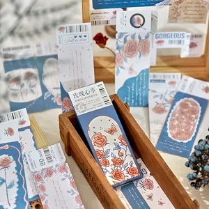 Set di segnalibri vintage in carta con illustrazioni di rose