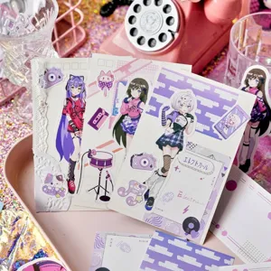 Aufkleber-Set mit Anime-Mädchen-Motiven für DIY-Scrapbooking