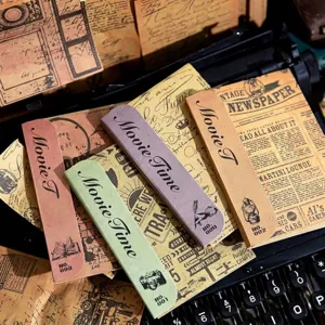 Vintage Yellow Kraft Paper Memo Pad Retro Scrapbooking Material Paper For DIY Journaling Ephemera Decorative Material