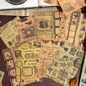 Set of 40 vintage journal memo papers featuring retro camera floral and butterfly designs