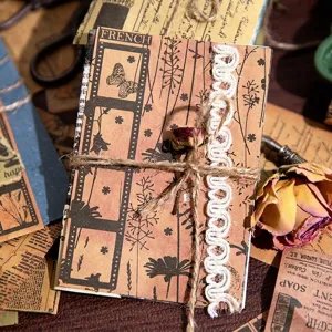 Vintage scrapbooking memo paper with butterfly and floral prints for DIY journaling