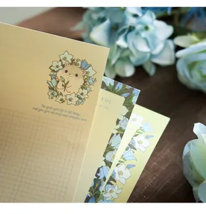 Detailed macro shot of vintage floral letter paper with gold foil quote