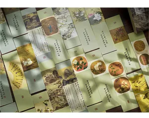 Gedetailleerd overzicht van vintage Chinese bladwijzers met schilderkunst en poëzie