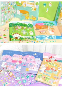 DIY foam sticker book for kids with cute cartoon animal scenes and decorative craft supplies