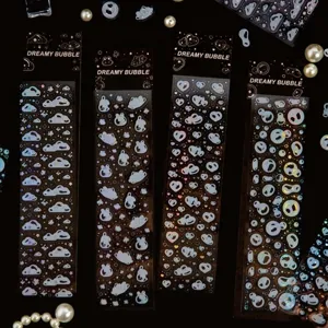 Dreamy bubble series stickers with iridescent holographic patterns for journal decoration