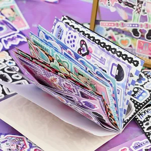 Colorful Y2K style Korean anime girl sticker book for scrapbooking and creative decoration