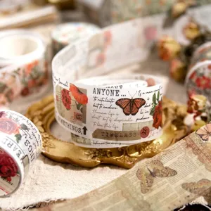 Vintage Floral Butterfly Washi Tape Retro Aesthetic Plant Junk Journaling Supplies For Scrapbooking DIY Decorative Adhesive Paper Tape