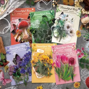 Vintage PET Transparante Stickers Botanische Bloem Vlinder Decoratieve Scrapbooking DIY Journal Stickers 35 Stuks