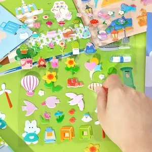 Cute Cartoon Foam Sticker Book Coated Paper PVC Sponge 3D Effect Stickers Kids Journal Scrapbooking Decor Material Theme Scene Decal Paper