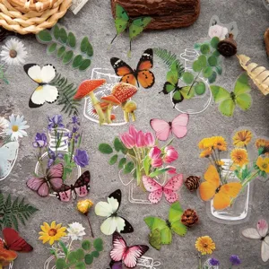 Botanische vlinder PET-stickers voor DIY scrapbooking en dagboeken