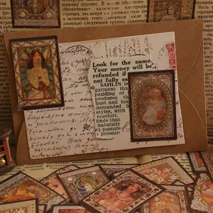 Set di adesivi con illustrazioni di ritratti vintage rétro per scrapbooking fai da te