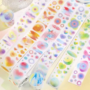 Nastro Washi in Carta Patinata Sfumatura Gradiente Sfocata Utopia Sognante Pellicola Flash Scintillante Farfalla Cuore Scrapbooking Nastro Adesivo Decorativo Con Carta Siliconata Per Journal Fai Da Te